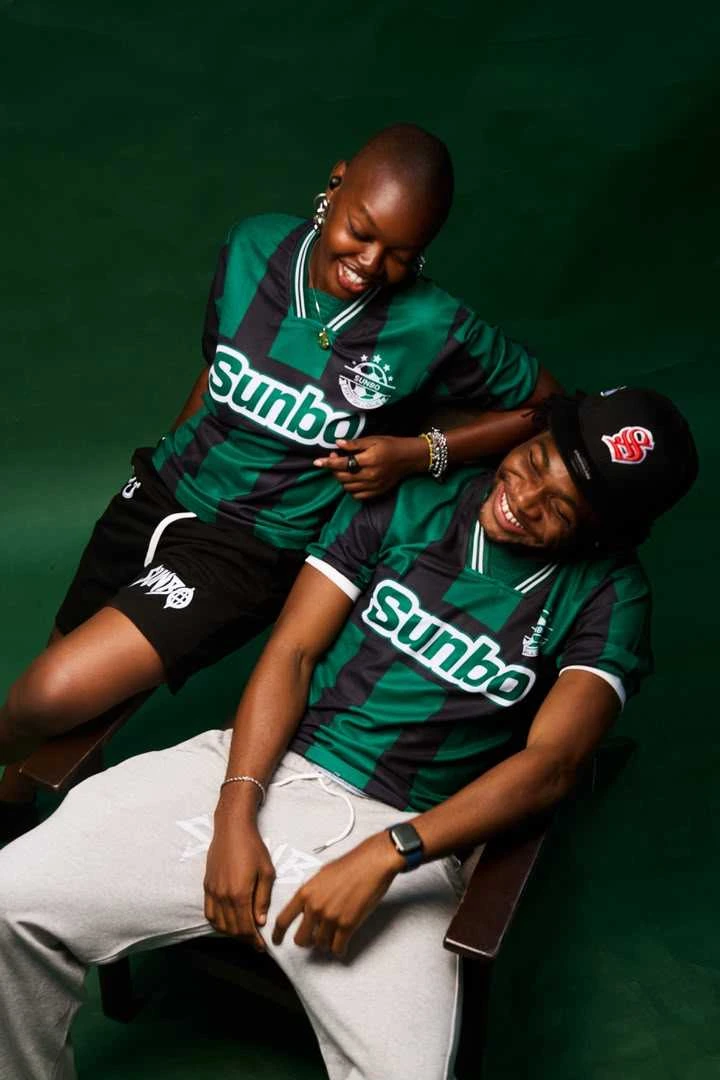 Sunbo green jersey campaign featuring two models